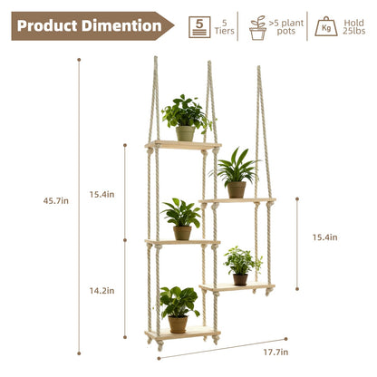 YJREW Window Plant Shelves for Indoor Plants Plant Shelf Indoor Wall Mounted Hanging Plant Stand with Wooden Shelves for Windowsill Boho Indoor Plant Shelf for Window Sill