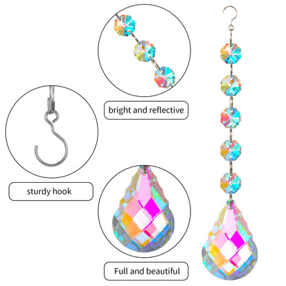 XINRUI Crystal Sun Catcher, 9 Pack Hanging Ornament Crystals Balls Prism Rainbow Maker for Home, Office, Garden Decoration, Window Decorations Decor(Crystal)