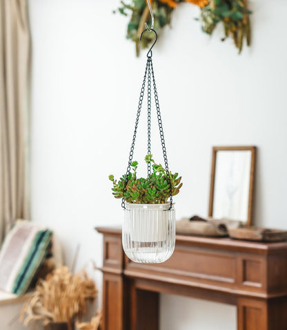 Josteve 4.5 Inch 2 Pcs Self Watering Hanging Planter Indoor Plant Pots Drainage Holes, Outdoor Small Hanging Planters Flower Pot Basket, Visible Water Level, Plant Hanger Home Decor, Gardening