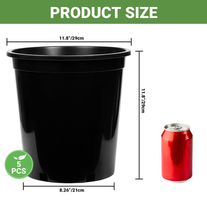 GREANER 5 Gallon Pots for Plants, Flexible Durable Plant Nursery Pots for Flower Herb Vegetable Seedling Tree Fruit(Black)
