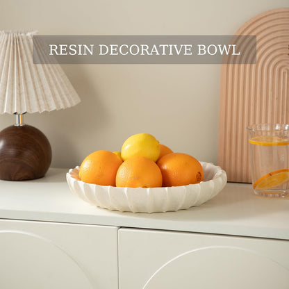 Dneuoir Large Decorative Bowl Fruit Bowl for Kitchen Counter, Resin Modern Decorative Tray for Home Decor, Key Bowl for Entry Table, Shelf, 11.2 Inch (Beige)