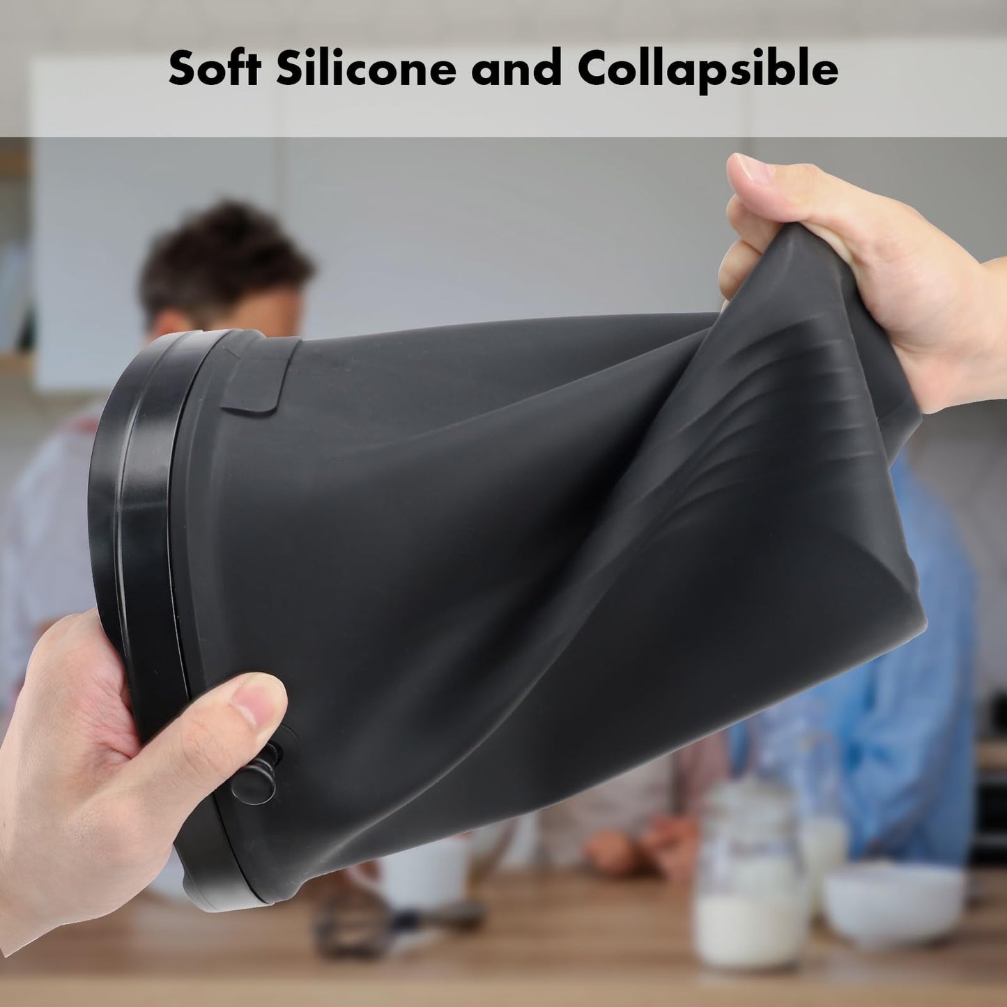 Mountable Silicone Collapsible Kitchen Compost Bin Under Sink, Surumer Hanging Trash Can with Lid for |Cupboard|Bathroom|Bedroom|Office|Camping, Indoor Compost Bucket, 2 Gallon Black