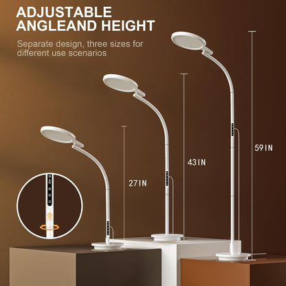 Light Therapy Lamp, 10000 Lux Floor Happy Therapy Light, UV-Free Sun Lamp with 5 Brightness & 5 Color Temperatures, 3 Heights for Apartment/Office/Home