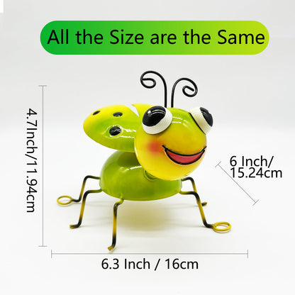 Cruis Cuka Metal Yard Art Garden Decor for Outside Cute Green Ladybugs Lawn Patio Ornaments Backyard Decorations Garden Gifts for Mom - Set of 2