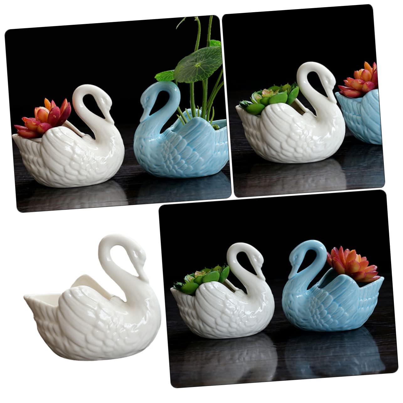BCOATH White Swan Succulent Planter Pot - Household Plant Container - Decorative Succulents Pot Planter - Outdoor Decor - Animal Statue Ceramics Candle Holder - No Holes