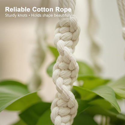 Newnessai 3Pcs Boho-Chic Plant Hangers with Hooks, Ivory Cotton Rope for Indoor/Outdoor Use, Fits 6-10 Inch Pots (Pots Not Included)