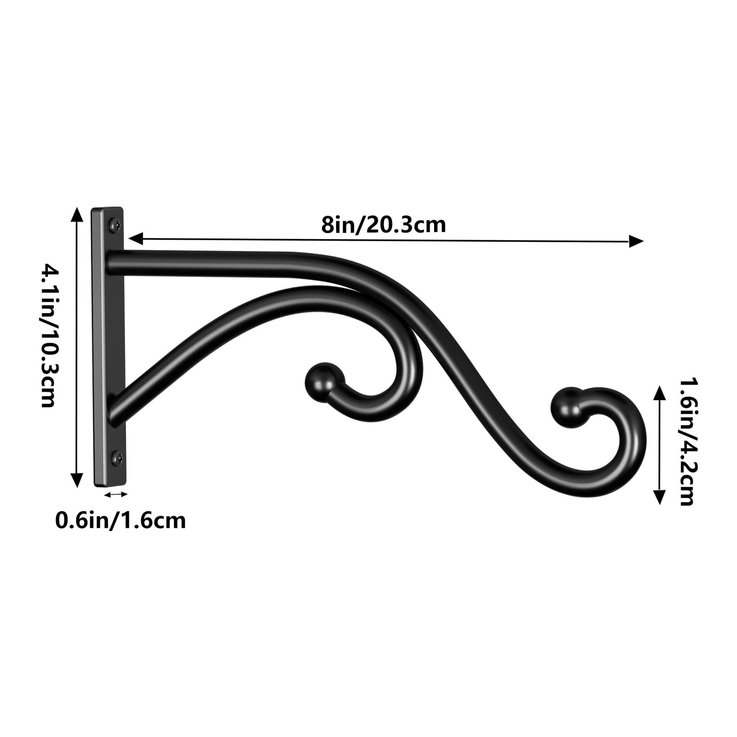 Qiuzido 8 Inch Plant Hanger Plant Hook - 2 Pack Metal Plant Bracket Wall Hooks, Modern Designfor Hanging Flower Basket, Lanterns, Bird Feeder, Wind Chimes Indoor & Outdoor.