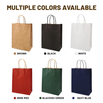 LIHOMR Gift Bags 8.25" X5.9 X3.15 100pcs Brown Kraft Paper Bag with Handles for Small Business Christmas Bulk, Wedding, Party Favor, Shopping, Lunch, Halloween Trick-or-Treat Bags
