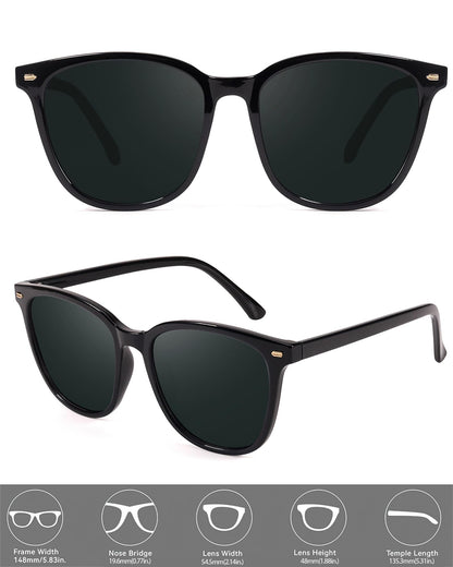 FIMILU 2 Packs Sunglasses for Women Polarized UV400 Protection Lens Big Frame Fashion Glasses Trendy Stylish Shade