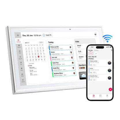 15.6 Inch Digital Calendar，Smart Touchscreen Interactive Display for Family Schedules，Chore Charts, Achievement Rewards,Meal Planner, to Do List，Wall & Desk Mount Smart Electronic Planne