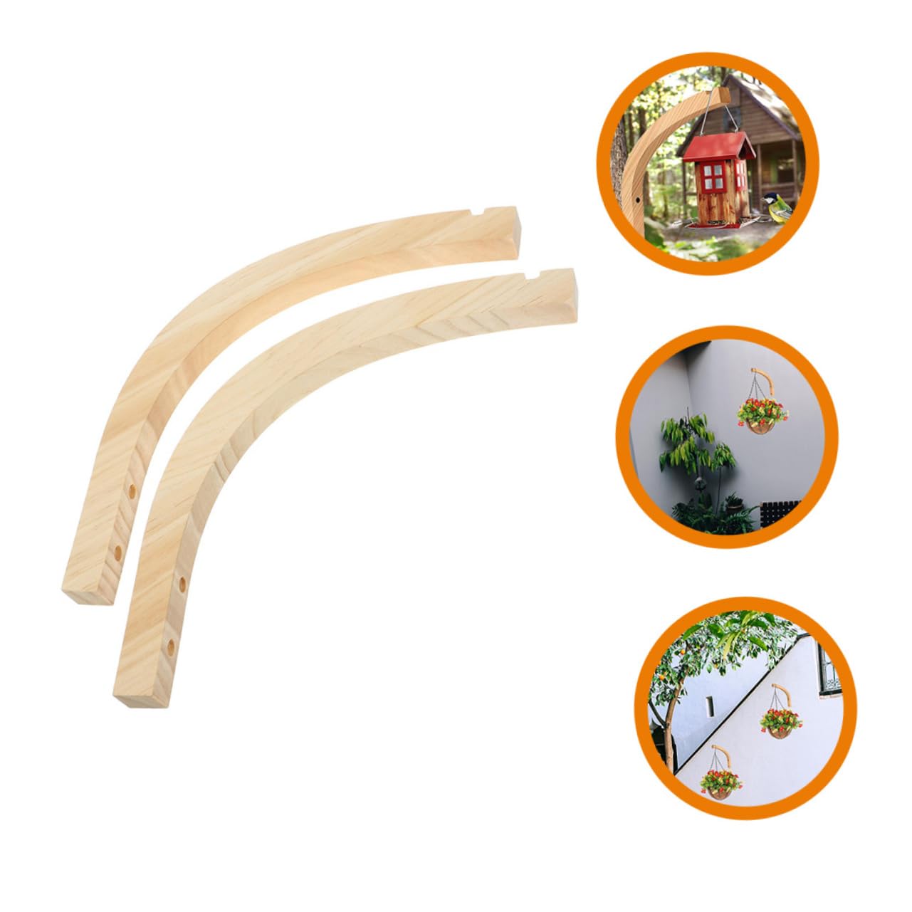 balacoo 2Pcs Wooden Plant Hangers Stylish Wall Hooks for Indoor Plants Durable Wood Flowerpot Holders for for Lanterns Bird Feeders and More