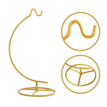MADOCEGO Ornament Display Stand,Assembled Display Stand with Hook,Iron Pothook Stand for Hanging Glass Globe, Air Plant Terrarium, Home Wedding Decoration ( Gold )