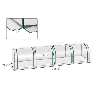 Outsunny 13' x 3' x 2.5' Mini Greenhouse, Portable Tunnel Green House with Roll-Up Zippered Doors, UV Waterproof Cover, Steel Frame, Clear