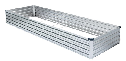 Meberam 2 Pack 6x3x1FT Galvanized Raised Garden Bed Kit, Outdoor Metal Planter Box for Vegetables, Bottomless Rectangular Gardening Bed with Support Rods, Tool-Free Assembly, Silver