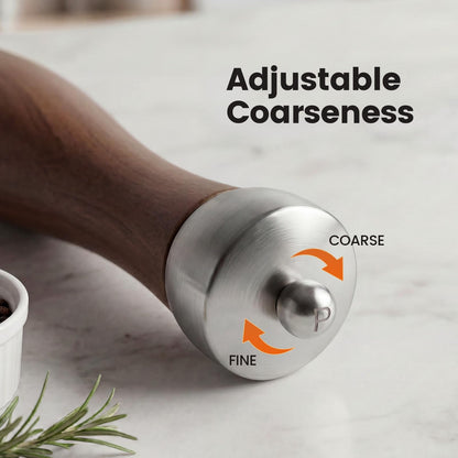 Newise Salt and Pepper Grinder Set, Manual Wooden Salt and Pepper Mills Shakers with Ceramic Core and Wooden Stand, Adjustable Coarseness, Refillable Salt Grinder for Home Kitchen