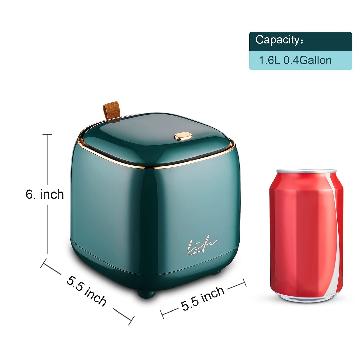 Business King Mini Trash Can 1.6L/0.4 Gallon with Trash Bags 180pcs, Tiny Small Desktop Trash Bin with Lid, Countertop Mini Garbage Bin for Home, Office, Kitchen, Bedroom, Bathroom (Blue)