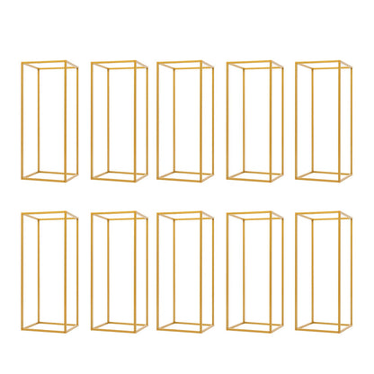 Kangten 10pcs Wedding Flower Stand Column - Geometric Metal Gold Centerpieces Vase for Tables - Rectangular Flower Display Rack for Valentine's Day Wedding Party Table Decoration Supply