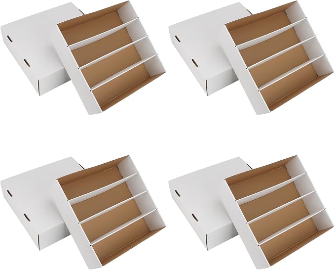 Trading Card Storage Box 3120 Count Collector Cards Box White Sports Card Storage Boxes Card Sorting Tray Cases Cards Collection Trading Cards Box for Soccer Basketball Cards(4 Set)