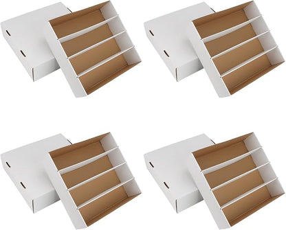 Trading Card Storage Box 3120 Count Collector Cards Box White Sports Card Storage Boxes Card Sorting Tray Cases Cards Collection Trading Cards Box for Soccer Basketball Cards(4 Set)