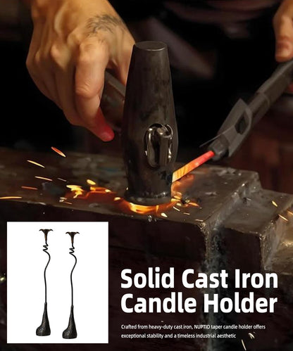 2Pcs Tall Iron Taper Candle Holder Tabletop Black Candlestick for Home Decor Candle Stand with Candle
