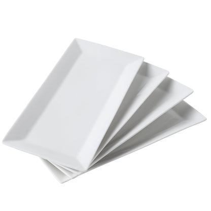 Feenmai 12" Serving Platters Set of 4, White Rectangular Plates, Ceramic Serving Tray, Stackable Large Party Plates for Appetizer, Dessert, Steak, Sushi, Housewarming Gift, Oven Dishwasher Safe
