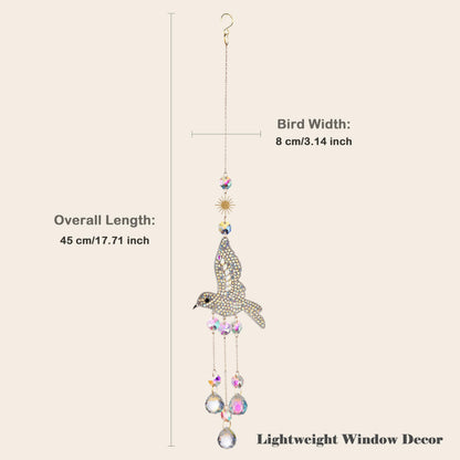 JINYOND Hummingbird Crystal Suncatcher for Window Hanging, Rainbow Maker Prism Ornament with Hook, Sparkling Sun Catcher Decor for Home, Patio, Garden, Bird Lover Gift (Crystal Ball)