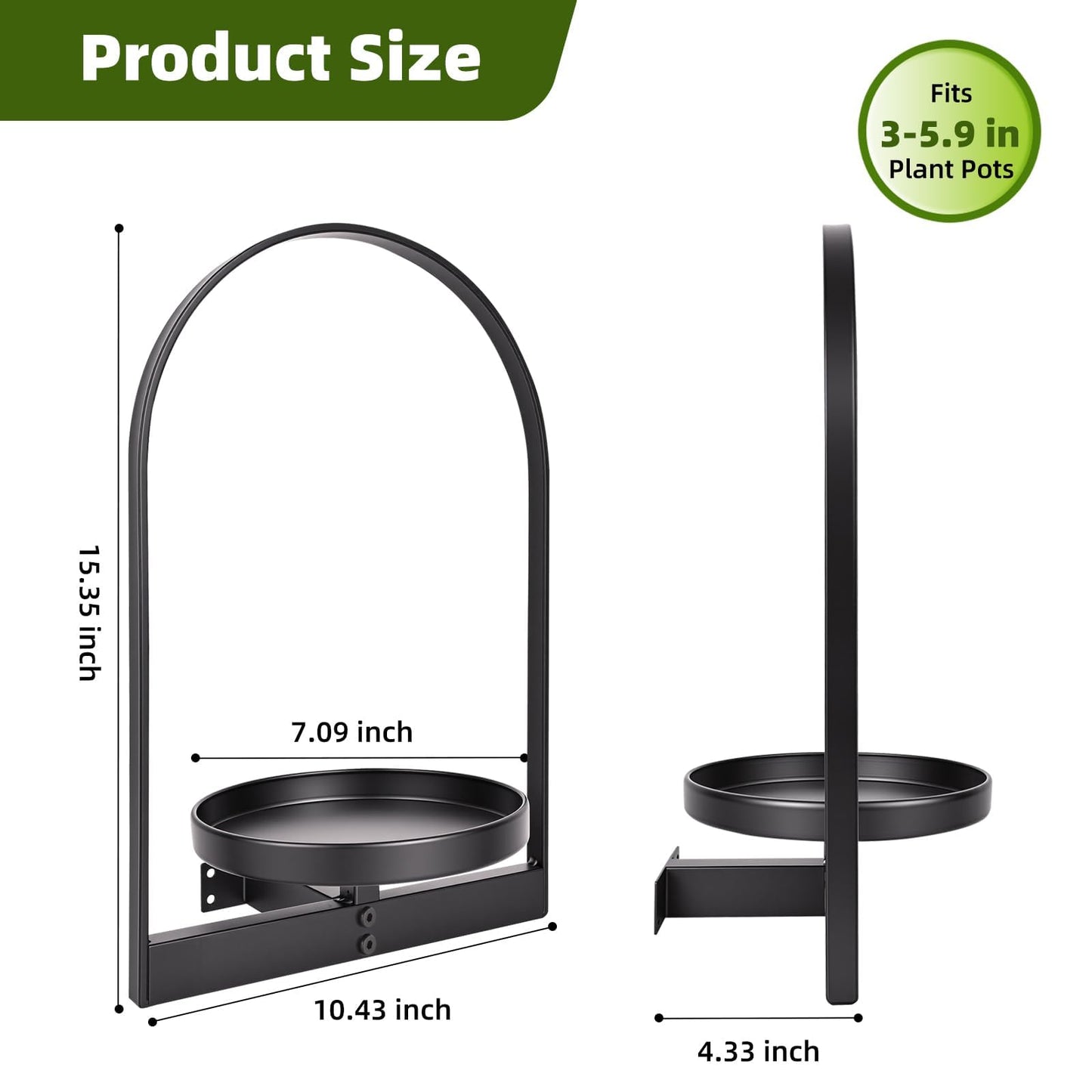 3 Pack Wall Plant Holder for Indoor Plants, Metal Wall Mounted Plant Shelf for Small Pots, Modern Arch Hanging Wall Planter Display with Hooks, Plant Frame Wall Decor for Living Room, Bedroom, Black
