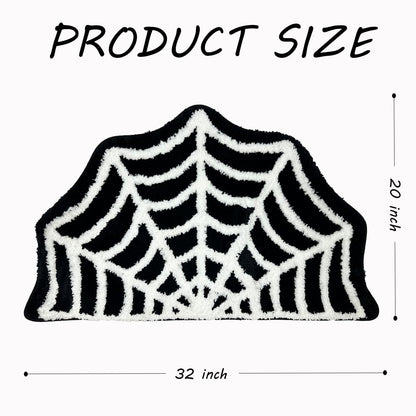 Casasphere Spider Web Bathroom Rugs, Halloween Bath Mat Non-Slip Bath Rug Machine Washable Goth Rug, 31"×20" Small Area Rugs for Front Door Bedroom Kitchen（Black）