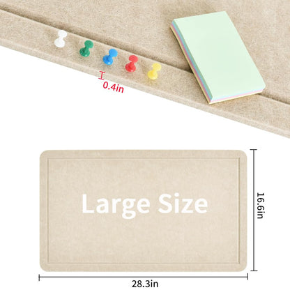Vuzvuv Linen-Brown 28"x16" Large Cork Board with 50 Push Pins & Sticky Notes, Self-Adhesive Bulletin Board for Wall, Felt Pin Vision Board for Paste Notes,Schedules Offices Home