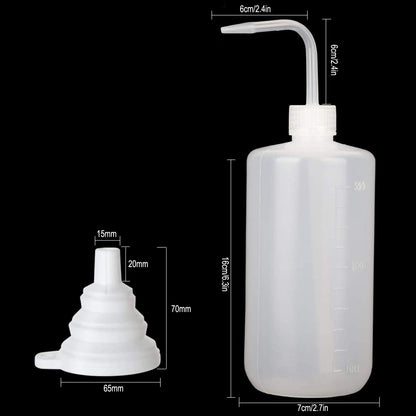 Hyber&Cara Safety Tattoo Wash Bottle 2Pcs 500ml Plastic Squeeze Bottle with 1Pc Silicone Funnel for Lab Plant Watering