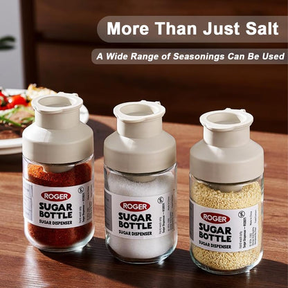 Salt Shaker or Pepper Shaker, AutoMeasure Seasoning Bottle, Kitchen Must have, Glass Metering Spice Salt Paprika Pepper Cumin Powder Sugar Dispenser Spice Jar, BPA Free (Blue)