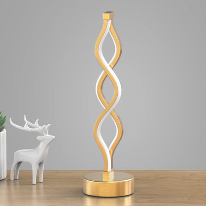 NUÜR Gold Infinity Spiral LED Table Lamp, Lamps for Bedrooms Dimmable Metallic Bedside Lamp with Touch Controller, 3 Colour Temperature, 15.8 Inch Height for Living Room