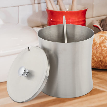 Oumefar Sugar Bowl Stainless Steel Jar Salt Pot Condiment Pot with Lid and Serving Spoons Kitchen Seasoning Container for Home Kitchen Restaurant