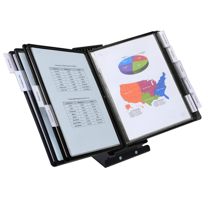 Ultimate Office SwitchFile Reference Organizer Displays Both Landscape or Portrait Documents, Desk or Wall Mount, Featuring, 10 EZ-Load Pockets to Hold 20 Sheets of Paper, Black Pockets