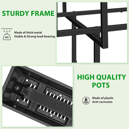 Vrisa Plastic Raised Garden Bed Outdoor with Legs 43x17x29 in Elevated Standing Planter Box with Storage Shelf and Wheels Vegetables Herbs Flowers Gardening Boxes for Backyard, Patio, Balcony, Black
