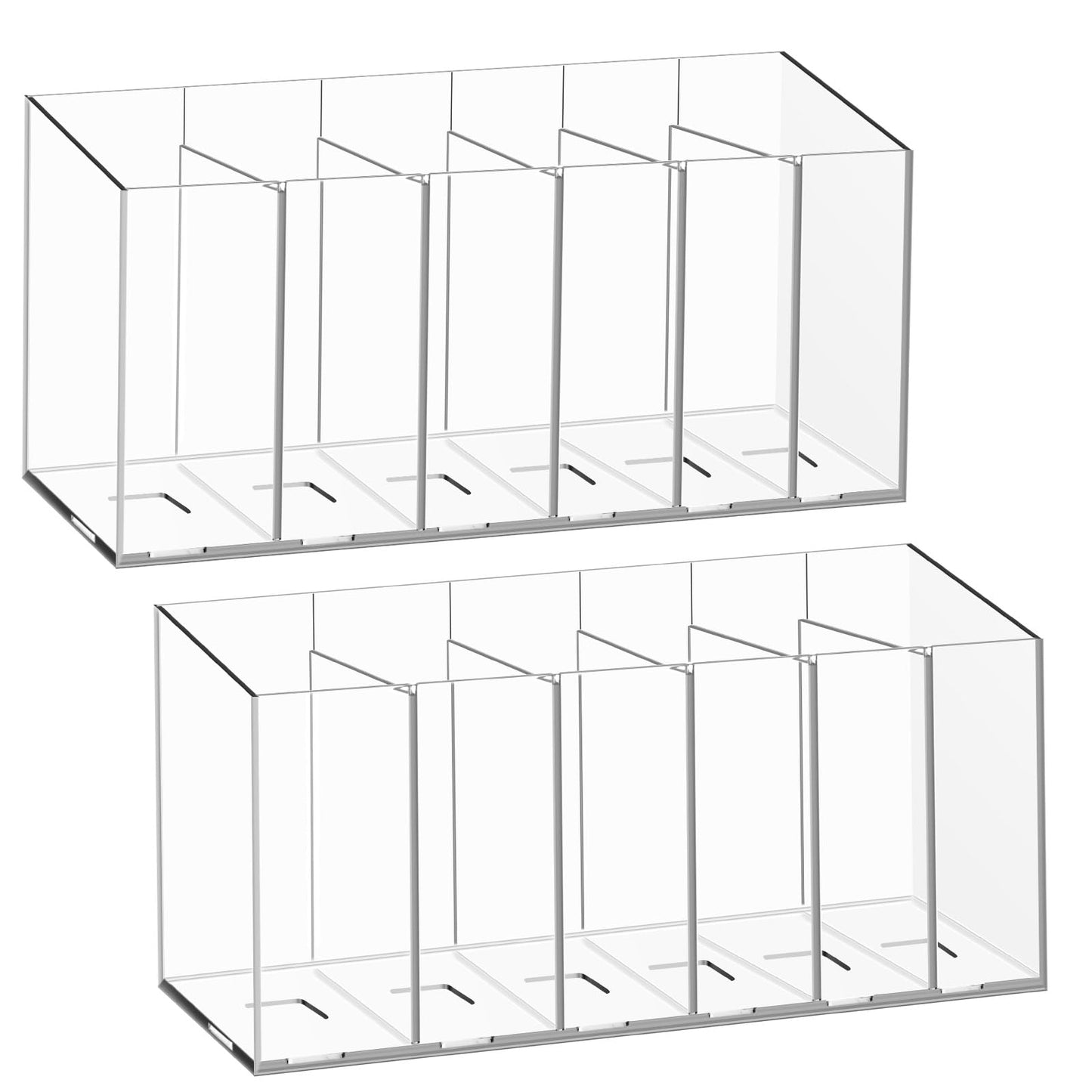 DECYOOL 2Pcs Acrylic Pen Holders with 6 Compartments for Desk Organizer