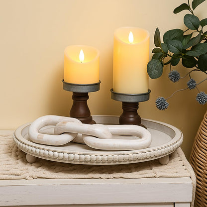 Lezonic Rechargeable Flickering Flameless Candles Battery Operated with Remote and Timer, Pack of 3(D 3'' X H 4''5''6'') Long Lasting Ivory White Real Wax LED USB Pillar Candles