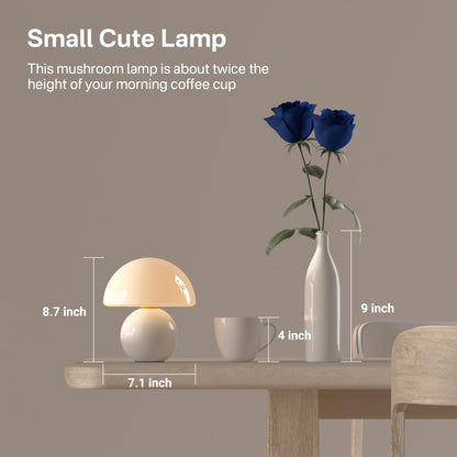 Dawnwake Mushroom Lamp Table Lamp for Bedroom,Desk Bedside Small Lamps for Living Room Night Stands,Mushroom Decor Cute Mini Modern Mid Century Lamps,Unique Aesthetic Home Living Room Decor(White)