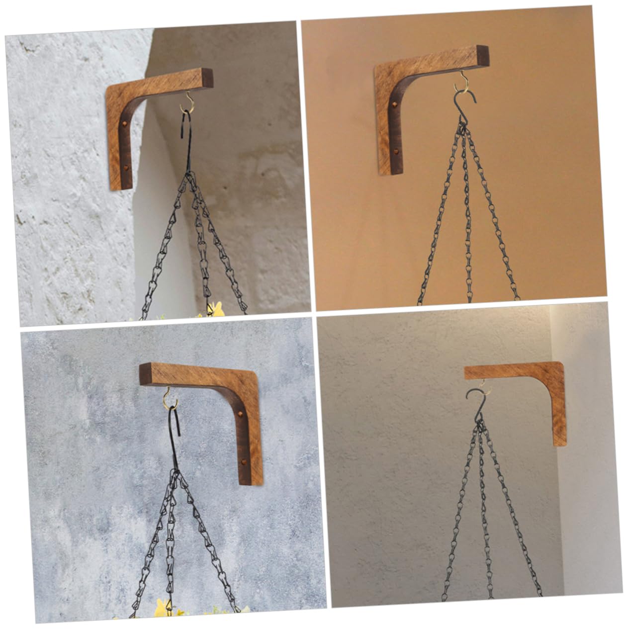 UKCOCO Wooden Plant Hangers for Indoor and Outdoor Use 2-Piece Wall Mounted Hooks for Hanging Plants Heavy Duty Support
