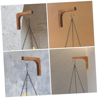 UKCOCO Wooden Plant Hangers for Indoor and Outdoor Use 2-Piece Wall Mounted Hooks for Hanging Plants Heavy Duty Support