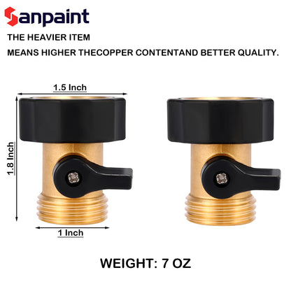 Sanpaint Water Hose Shut Off Valve, 4 Pack Heavy Duty 3/4 Inch Solid Brass Garden Hose Connector