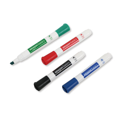 Amazon Basics Low-Odor Dry Erase Whiteboard Markers, Chisel Tip, Quick-Dry, Black, Red, Green, Blue, 8-Pack