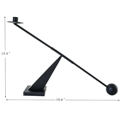 Remenna Black Metal Modern Candle Holder Candlestick Holders Decorative Candle Stand, Tapered Candle Holders Home Decoration 19 inch