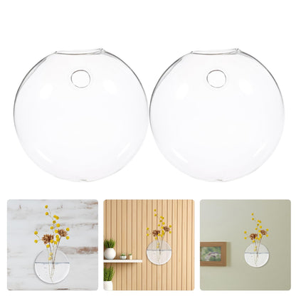 Happyyami 2pcs Wall-Mounted Glass Terrarium Floating Plant Pot Wall Planter for Home Hydroponic Flower Decor Space-Saving Hanging Vase