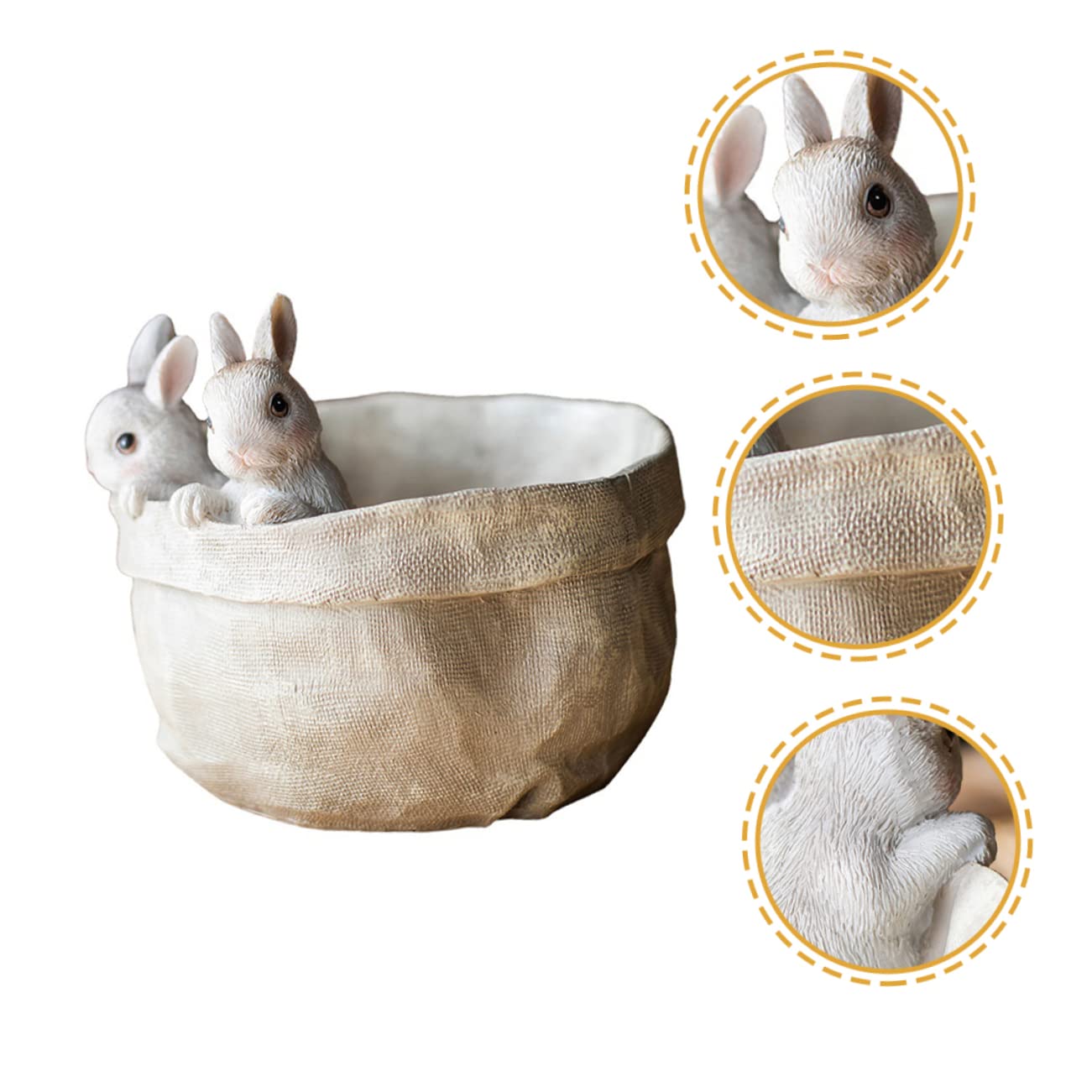 FUNOMOCYA Bunny Succulent Planter Cute Resin Pot with Simulated Rabbit Design for Home Decor Indoor Plants and Garden Adorable Animal Flowerpot for Cactus and Succulents
