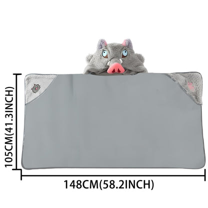 Anime Wearable Blanket Cloak Hoodie Cosplay Costume Hooded Cloaks Cape Soft Shawl Wrap Nap 58.2 x 41.3 in (GreyHUI-A, One Size)