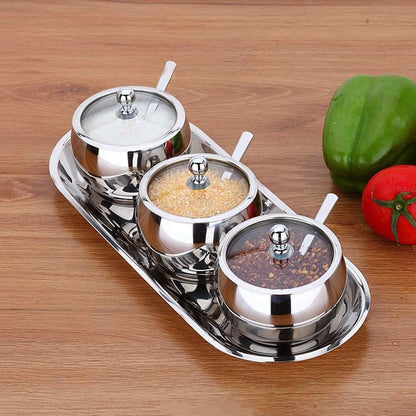 LIZEALUCKY Seasoning Box, Spice jar for Seasoning Rack, Condiment Bottle for Storage Container, 304 Stainless Steel jar with lid and Spoon