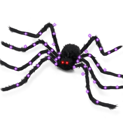 BUFANYU Halloween Decorations Giant Spider - Large Light Up Spider 78IN 44 Purple Lights & 2 Red Eyes, Bendable Metal Legs, 8 Light Modes - Halloween Decor for Outdoor Yard Party Haunted House