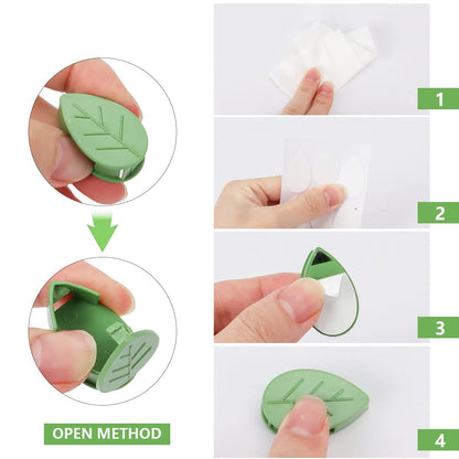 100 PCS Plant Climbing Wall Fixture Clips Self-Adhesive Hook Vines Traction Clips Plant Fixer Invisible Wall Vines Fixing Clips Garden Plants Green Leaf Simulation for Climbing Plants Clips Fixing