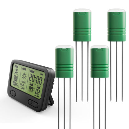 Nexuslab Wireless Soil Moisture Meter with LCD Receiver – 3‑Probe 3‑in‑1 Sensor (Moisture, Temperature, Light), 230 ft RF Range, Waterproof, Long Battery Life for Indoor/Outdoor Plants and Gardens